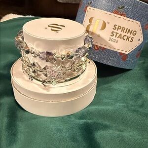 Stackable Silver and Lavender Crystal Bracelet Set - Spring Stacks 2026